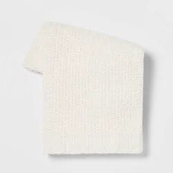 Solid Chenille Knit Throw Blanket Cream - Threshold™