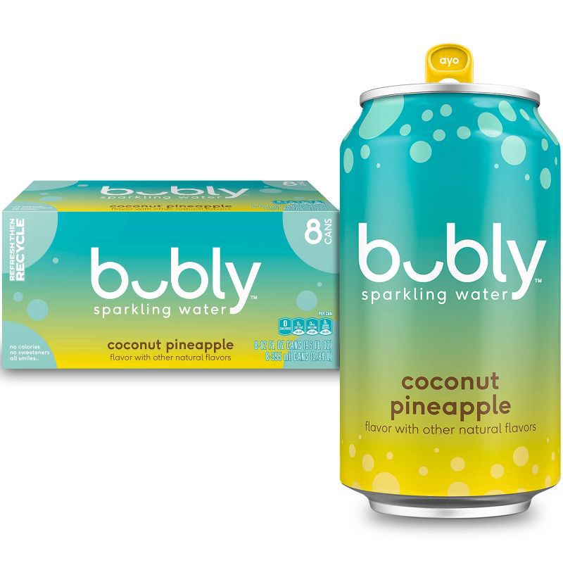 slide 1 of 7, bubly Coconut Pineapple Sparkling Water - 8pk/12 fl oz Cans, 8 ct; 12 fl oz