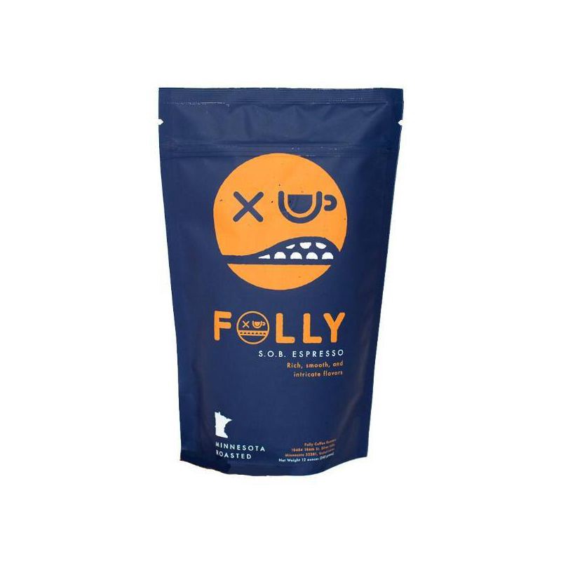 slide 1 of 6, Folly Coffee Espresso Whole Bean Dark Roast Coffee - 12oz, 12 oz
