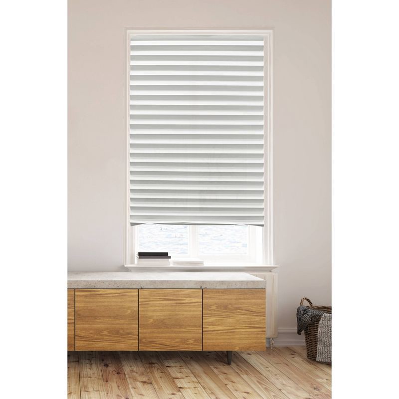 slide 2 of 5, 36"x72" Lumi Home Furnishings Light Filtering Pleated Paper Window Shade White: Cordless Self-Adhesive Indoor Blinds, 1 ct