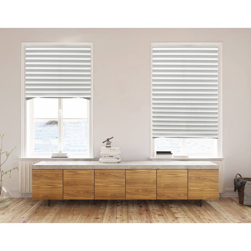 slide 1 of 5, 36"x72" Lumi Home Furnishings Light Filtering Pleated Paper Window Shade White: Cordless Self-Adhesive Indoor Blinds, 1 ct