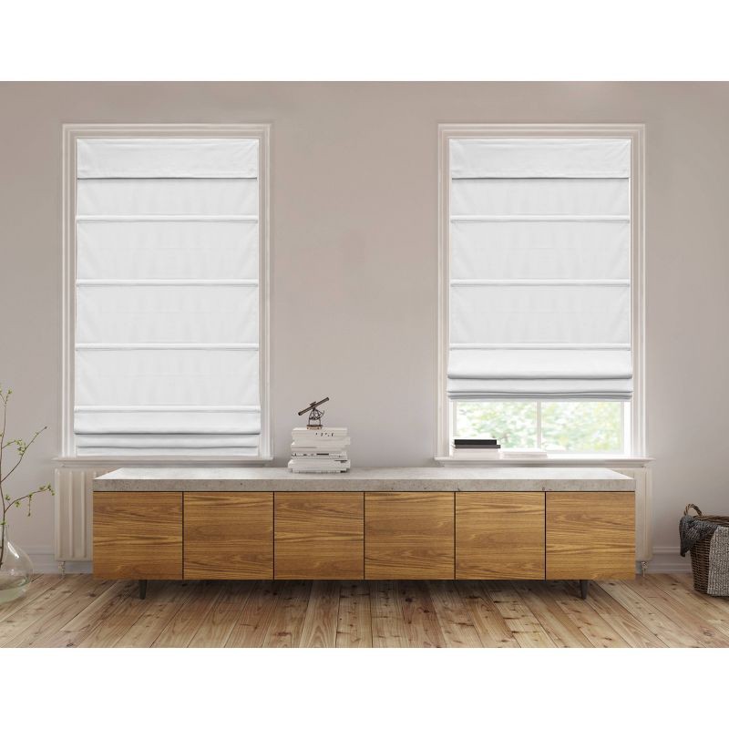 slide 2 of 7, 1pc 34"x64" Blackout Cordless Roman Window Shade Gray - Lumi Home Furnishings: Indoor Wall Mount Blinds, Polyester, 1 ct