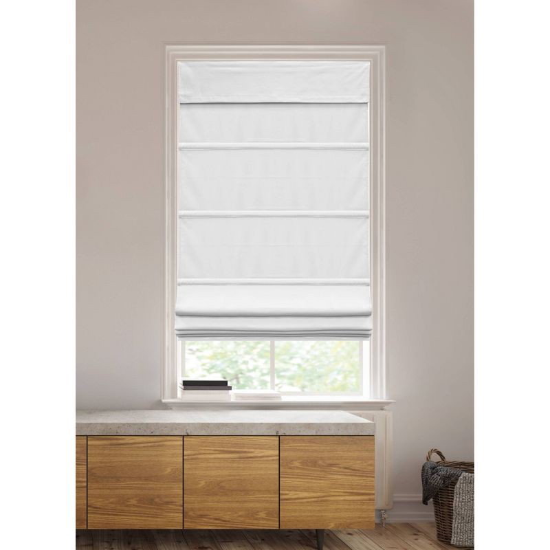 slide 5 of 7, 1pc 34"x64" Blackout Cordless Roman Window Shade Gray - Lumi Home Furnishings: Indoor Wall Mount Blinds, Polyester, 1 ct