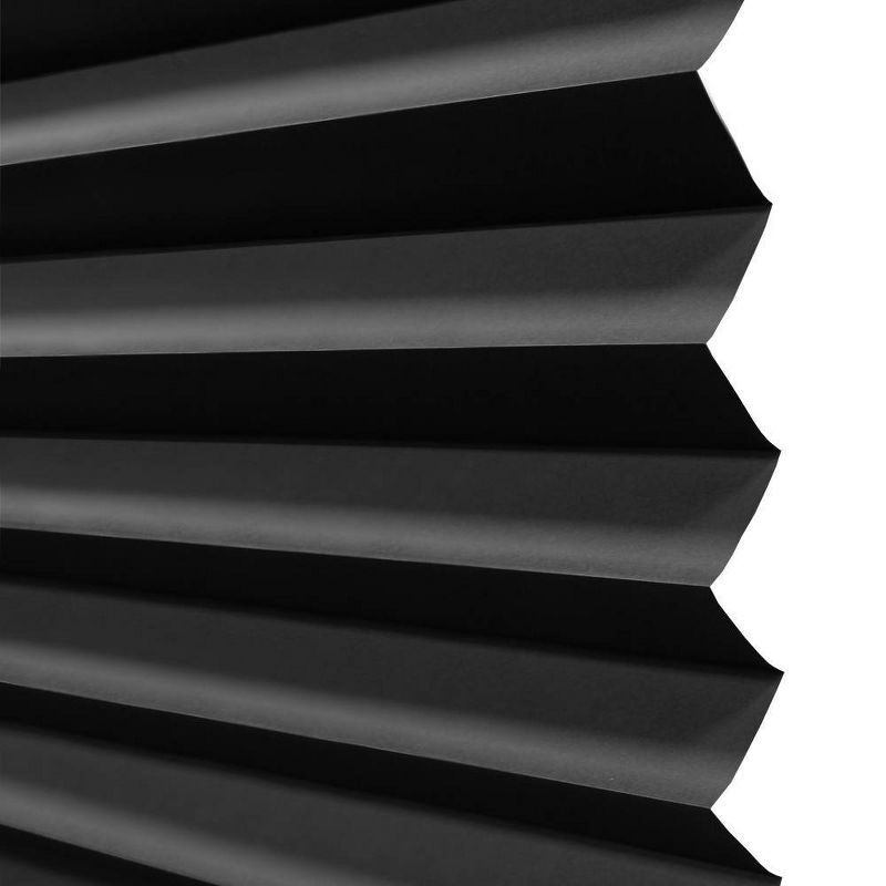 slide 3 of 5, 36"x72" Lumi Home Furnishings Room Darkening Pleated Paper Window Shade Black: Cordless Self-Adhesive Indoor Blinds, 1 ct