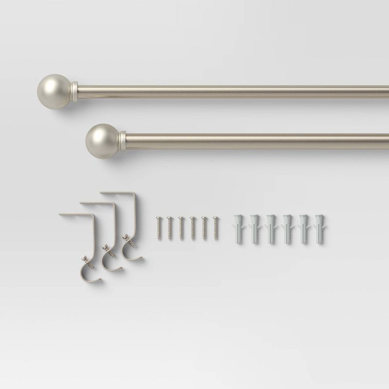 slide 3 of 4, 28"-48" Café Smaller Ball Curtain Rod Silver - Room Essentials™: Adjustable Metal Rods for Curtains, 1 ct