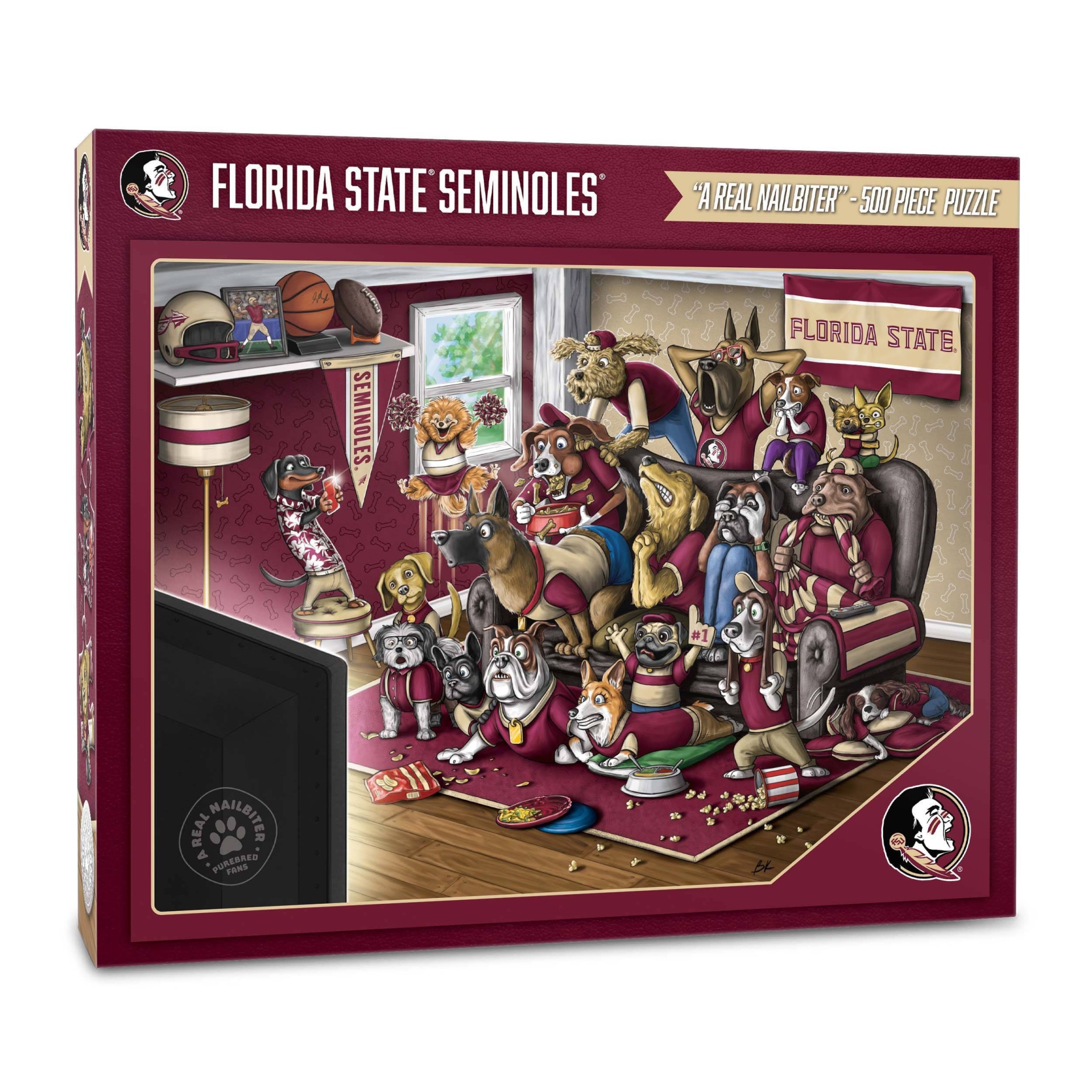 slide 1 of 3, NCAA Florida State Seminoles Purebred Fans 'A Real Nailbiter' Puzzle, 500 ct