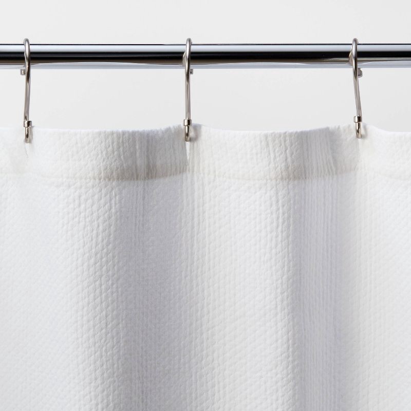 slide 3 of 4, Diamond Matelesse Shower Curtain White - Threshold™: Cotton Bath Curtain, Buttonhole Top, Machine Washable, 1 ct