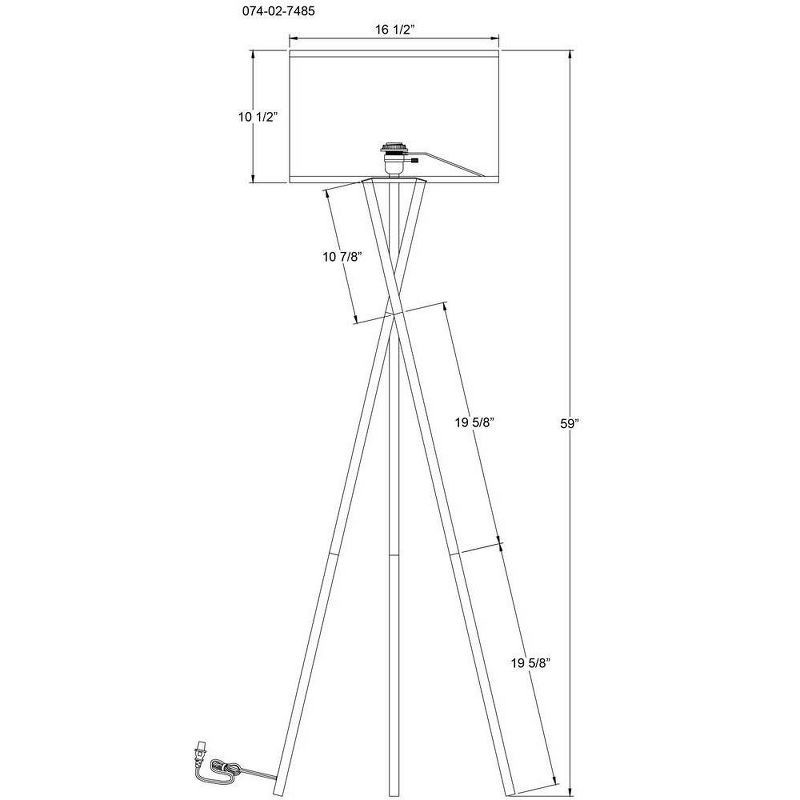 slide 4 of 4, 59"x18.5" Modern Tripod Floor Lamp Natural - Threshold™: Linen Shade, Metal Body, ETL Listed, 3-Way Switch, 1 ct