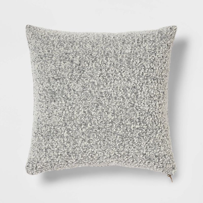 slide 1 of 4, Woven Boucle Square Throw Pillow with Exposed Zipper Black - Threshold™, 1 ct