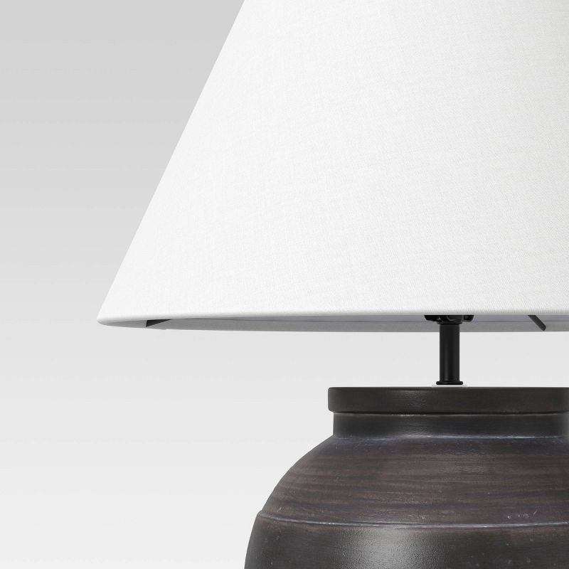 slide 3 of 3, 21.25"x17" Large Ceramic Table Lamp Black - Threshold™: Embossed Detail, No Assembly Required, 1 ct