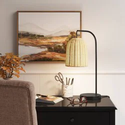 20.5"x7" Addison Rattan Table Lamp Brown - Threshold™: Curved Metal, LED, No Assembly Required