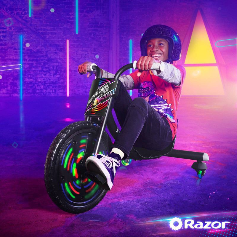 slide 7 of 13, Razor Lightshow Rip Rider 16" Kids' Trike - Black: Steel Frame, 160 lb Capacity, 160 lb