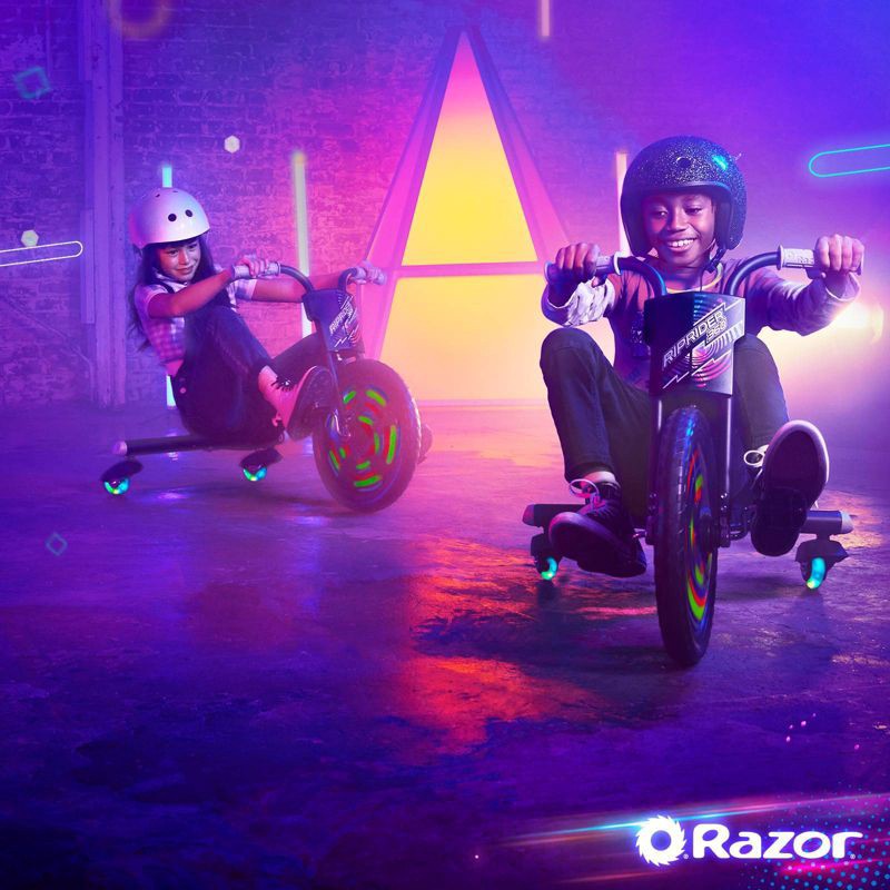 slide 8 of 13, Razor Lightshow Rip Rider 16" Kids' Trike - Black: Steel Frame, 160 lb Capacity, 160 lb