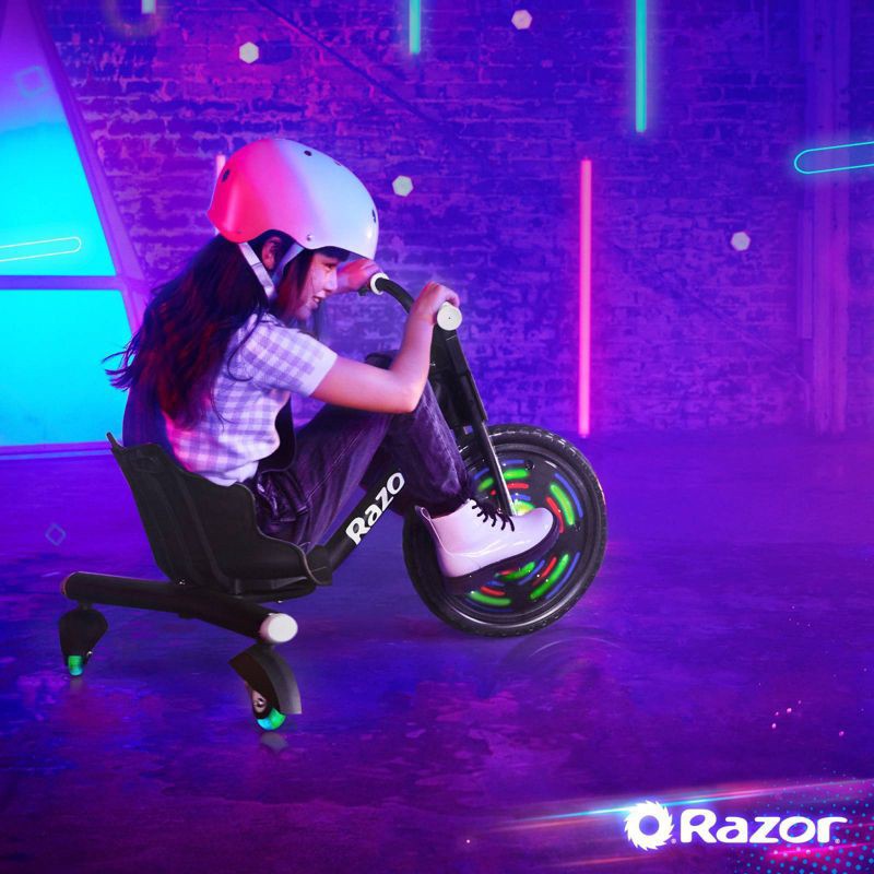slide 9 of 13, Razor Lightshow Rip Rider 16" Kids' Trike - Black: Steel Frame, 160 lb Capacity, 160 lb