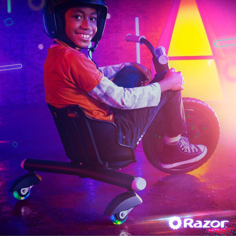 slide 11 of 13, Razor Lightshow Rip Rider 16" Kids' Trike - Black: Steel Frame, 160 lb Capacity, 160 lb