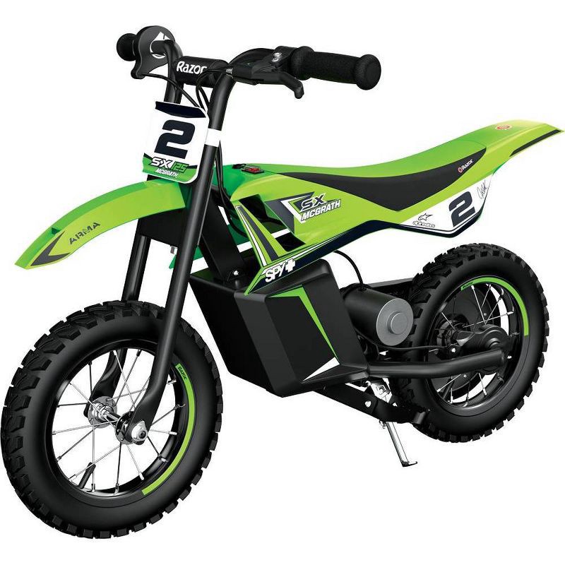 slide 1 of 8, Razor SX125 12V(100W) McGrath Dirt Electric Bike - Green, 1 ct