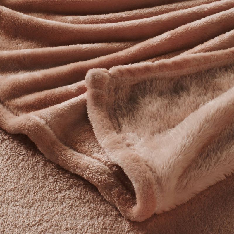 slide 3 of 3, Full/Queen Microplush Solid Bed Blanket Rust - Threshold™: Cozy Polyester, Machine Washable, No Fill, 1 ct