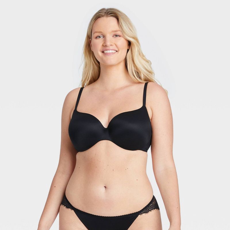 slide 4 of 9, Women's Luxury Collection Essential Comfort Wire Bra - Auden™ Black 36B: Padded Underwire Demi, Adjustable Straps, Medium Support, 1 ct