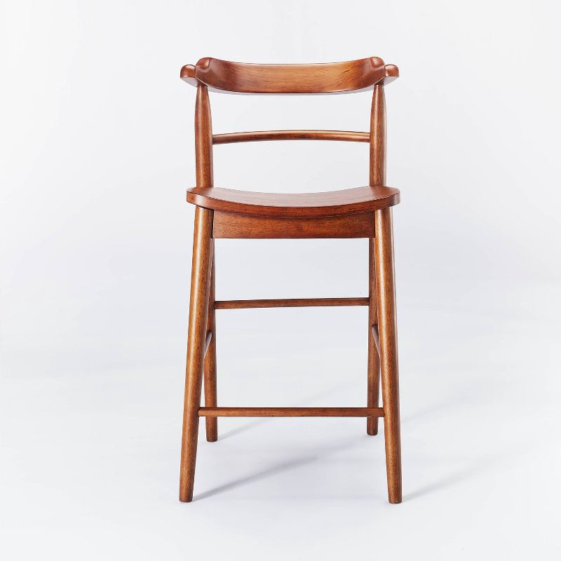 slide 3 of 6, Threshold designed w/Studio McGee Kaysville Curved Back Wood Counter Height Barstool Walnut: Rubberwood Frame, 250lb Capacity - Threshold™ designed with Studio McGee, 250 lb