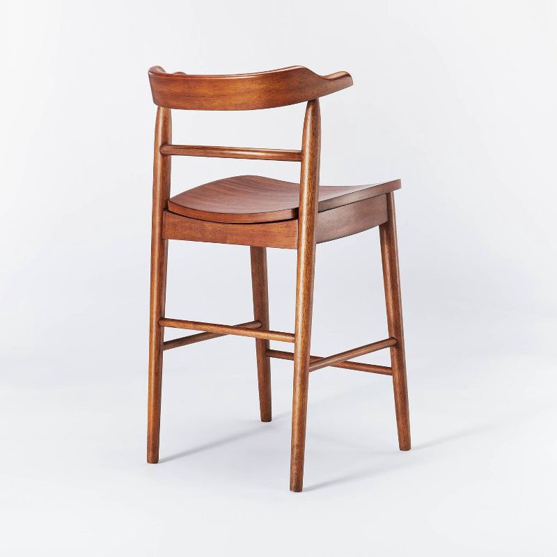 slide 4 of 6, Threshold designed w/Studio McGee Kaysville Curved Back Wood Counter Height Barstool Walnut: Rubberwood Frame, 250lb Capacity - Threshold™ designed with Studio McGee, 250 lb