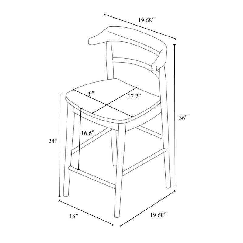 slide 6 of 6, Threshold designed w/Studio McGee Kaysville Curved Back Wood Counter Height Barstool Walnut: Rubberwood Frame, 250lb Capacity - Threshold™ designed with Studio McGee, 250 lb