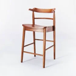 Threshold designed w/Studio McGee Kaysville Curved Back Wood Counter Height Barstool Walnut: Rubberwood Frame, 250lb Capacity - Threshold™ designed with Studio McGee