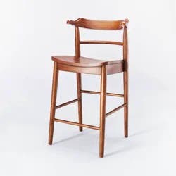 Threshold designed w/Studio McGee Kaysville Curved Back Wood Counter Height Barstool Walnut: Rubberwood Frame, 250lb Capacity - Threshold™ designed with Studio McGee