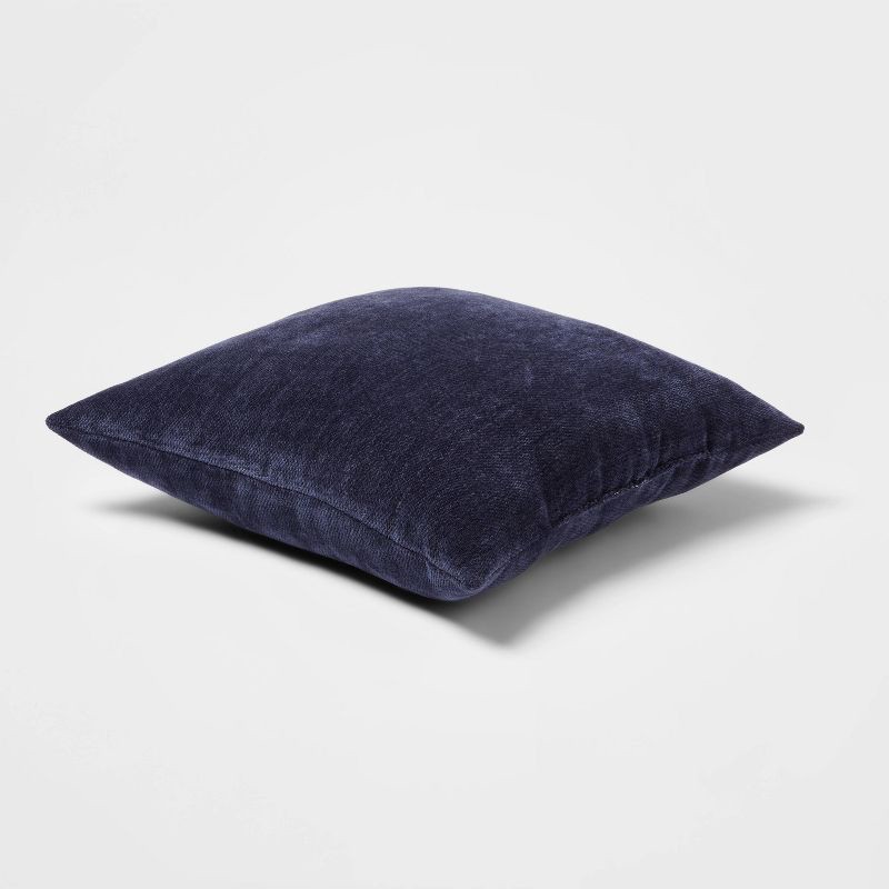 slide 3 of 4, 2pk Chenille Square Throw Pillows Navy - Threshold™: Indoor Polyester Knife Edge, Traditional Decor Style, 2 ct