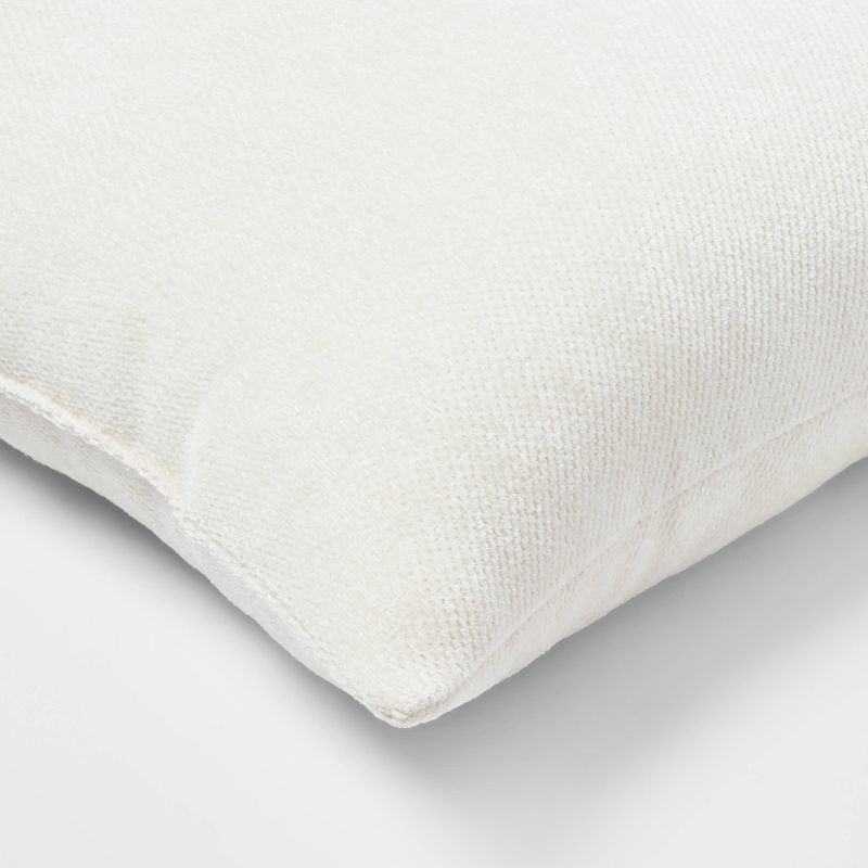 slide 4 of 4, 2pk Chenille Square Throw Pillows Cream - Threshold™: Decorative Polyester Knife Edge, Indoor Use, 2 ct