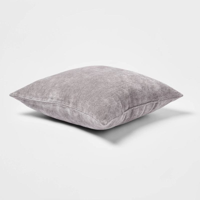 slide 3 of 4, 2pk Chenille Square Throw Pillows Gray - Threshold™: Decorative Indoor Cushions, Knife Edge Design, Polyester Fill, 2 ct