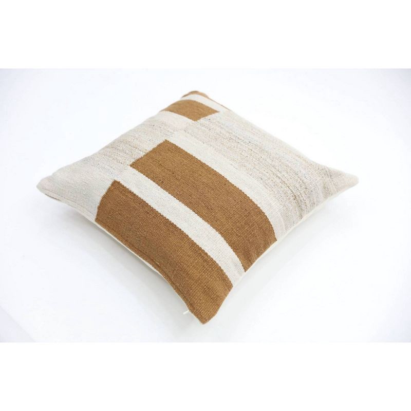 slide 2 of 4, Oversized Blocked Woven Square Throw Pillow Neutral - Threshold™: Modern Decorative Accent, Indoor Use, 1 ct