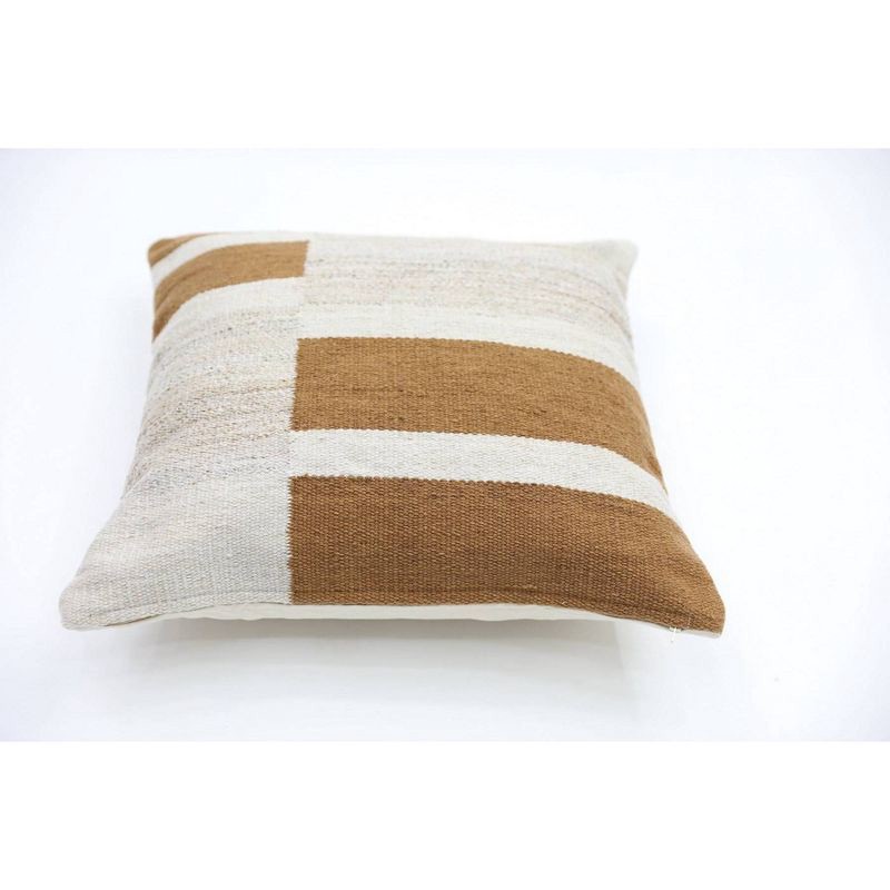 slide 3 of 4, Oversized Blocked Woven Square Throw Pillow Neutral - Threshold™, 1 ct