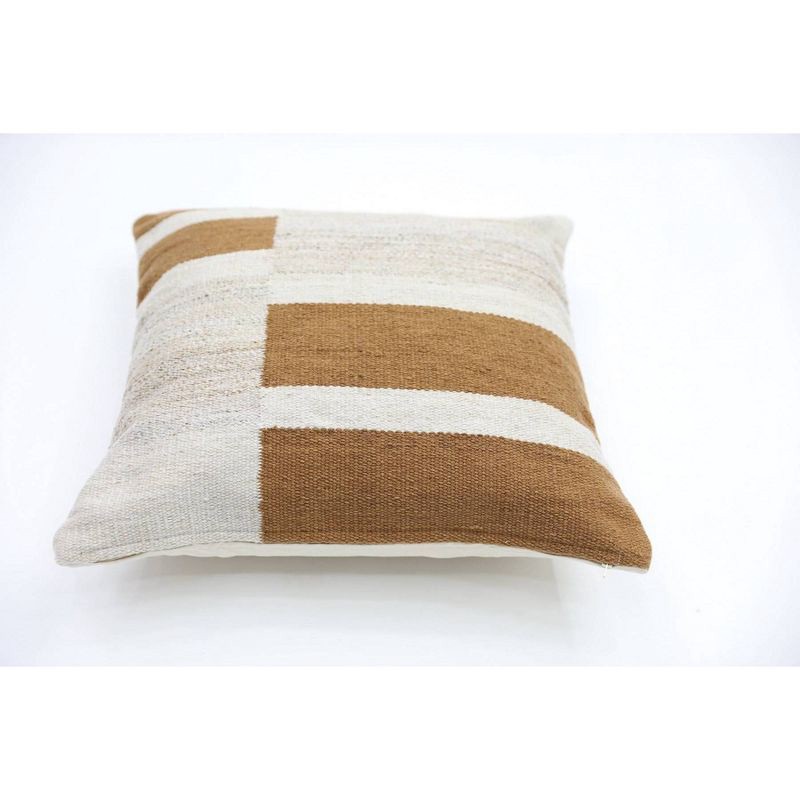 slide 3 of 4, Oversized Blocked Woven Square Throw Pillow Neutral - Threshold™: Modern Decorative Accent, Indoor Use, 1 ct