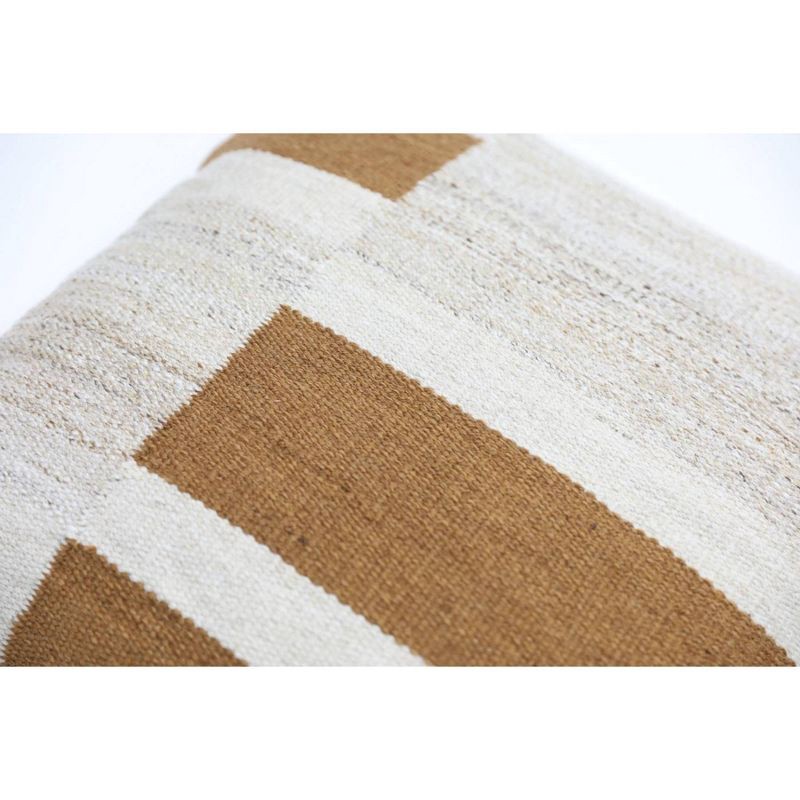 slide 4 of 4, Oversized Blocked Woven Square Throw Pillow Neutral - Threshold™: Modern Decorative Accent, Indoor Use, 1 ct