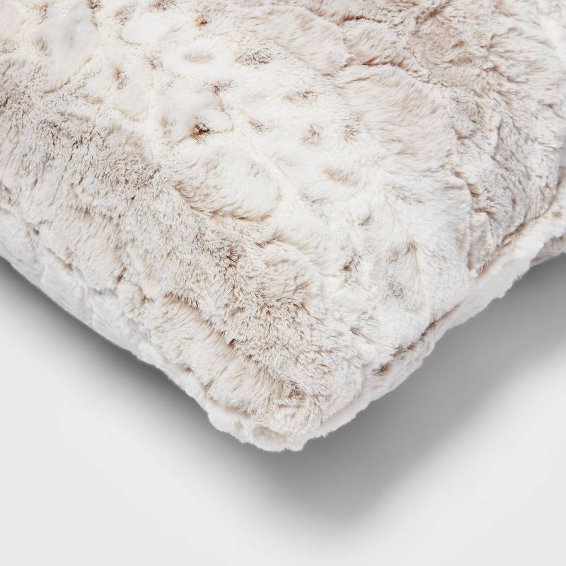 slide 2 of 4, Oversized Snow Leopard Ombre Faux Fur Square Throw Pillow Neutral - Threshold™, 1 ct