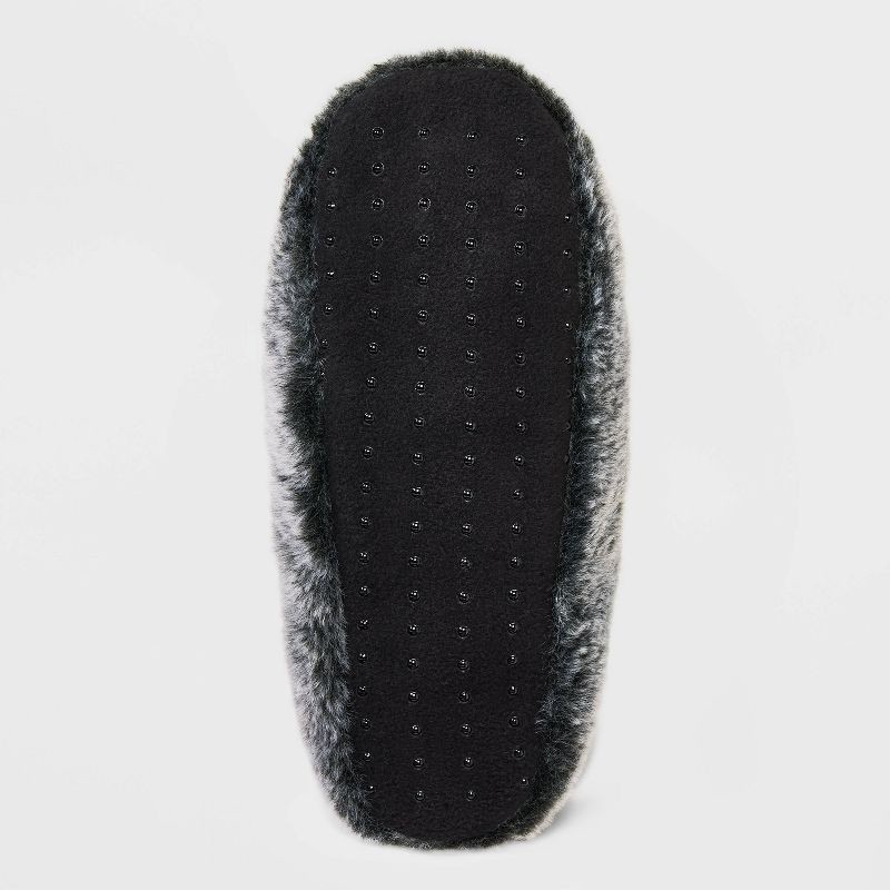 slide 3 of 5, Women's Faux Fur Cozy Pull-On Slipper Socks with Grippers - Black M/L, 1 ct