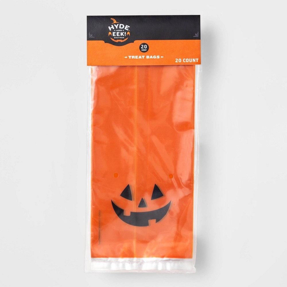 slide 3 of 3, Plastic Jack-O-Lantern Treat Bag - Hyde & EEK! Boutique, 20 ct