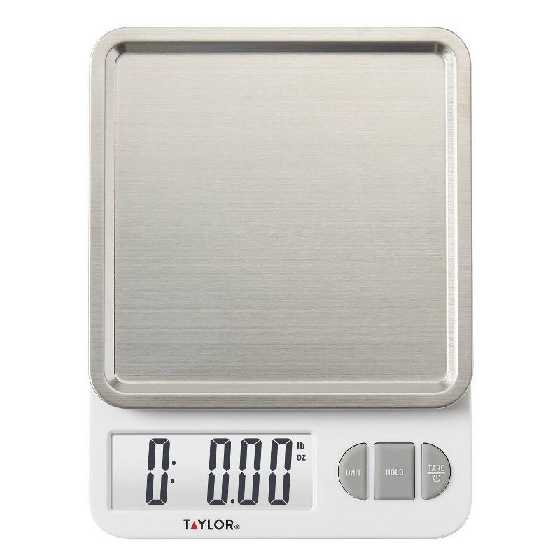 slide 2 of 8, Taylor Digital Kitchen 11lb Food Scale with Removable Tray Stainless Steel Platform, 11 lb