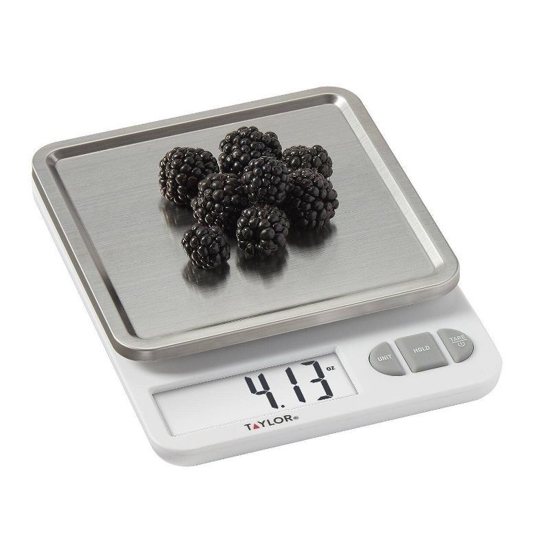 slide 1 of 8, Taylor Digital Kitchen 11lb Food Scale with Removable Tray Stainless Steel Platform, 11 lb