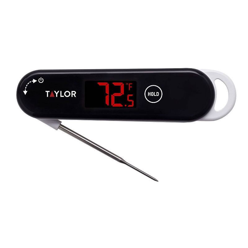 slide 1 of 10, Taylor Digital LED Rapid Read Thermocouple Kitchen Meat Cooking Thermometer: Black, Calibrating Food Thermometer, -40 to 572°F, 1 ct