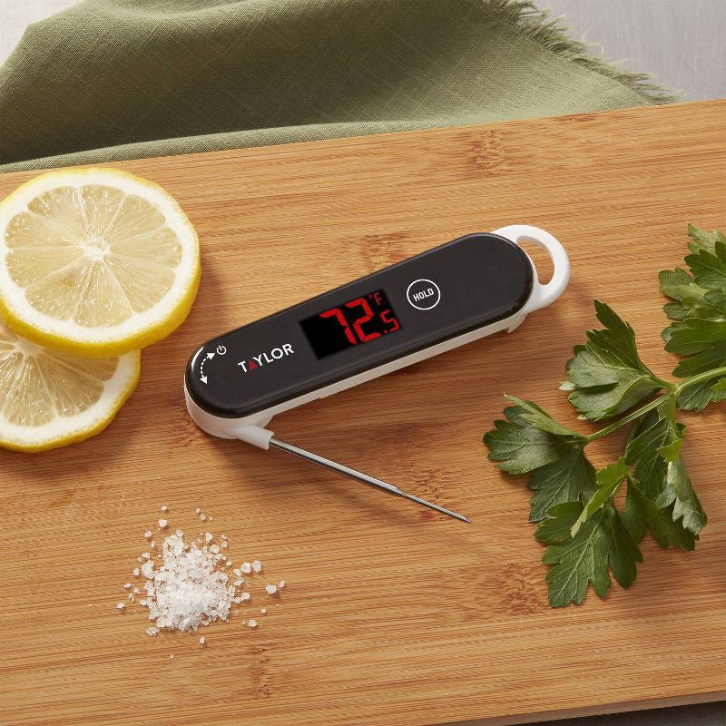 slide 7 of 10, Taylor Digital LED Rapid Read Thermocouple Kitchen Meat Cooking Thermometer: Black, Calibrating Food Thermometer, -40 to 572°F, 1 ct
