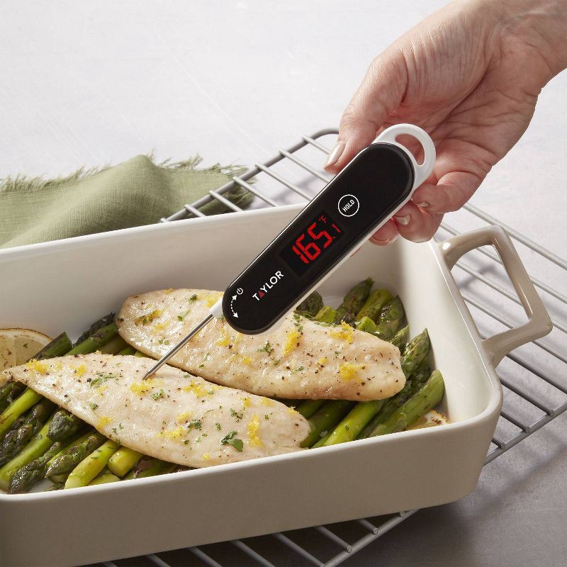 slide 8 of 10, Taylor Digital LED Rapid Read Thermocouple Kitchen Meat Cooking Thermometer: Black, Calibrating Food Thermometer, -40 to 572°F, 1 ct