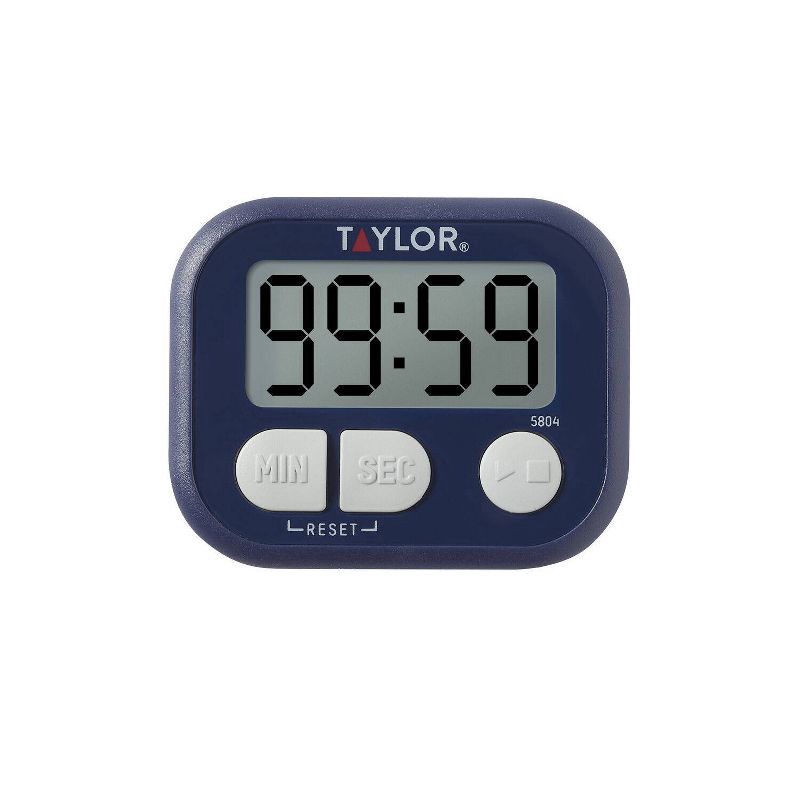 slide 1 of 6, Taylor Digital Multi-Purpose Timer Blue: Kitchen & Stopwatch Timer, Digital Display, Battery Included, Magnet & Freestanding, 1 ct