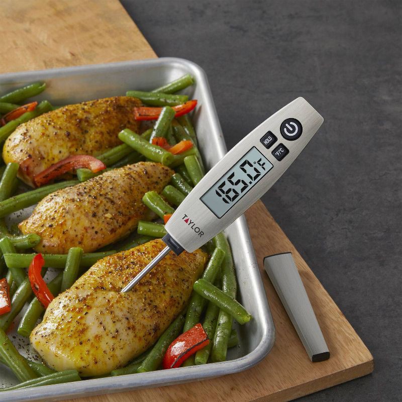 slide 6 of 8, Taylor Pen Style Digital Kitchen Meat Cooking Thermometer Stainless: Food Temperature Gauge, Digital Display, 1 ct