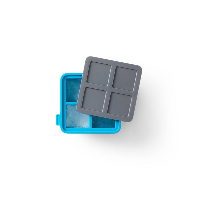 slide 6 of 12, Houdini King Cube Ice Cube Tray with Lid: Silicone Whiskey Ice Mold, Reusable Blue Ice Maker, Dishwasher-Safe, 1 ct