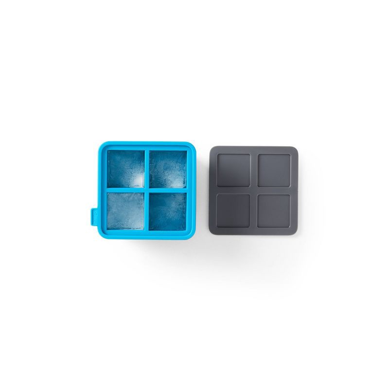 slide 8 of 12, Houdini King Cube Ice Cube Tray with Lid: Silicone Whiskey Ice Mold, Reusable Blue Ice Maker, Dishwasher-Safe, 1 ct