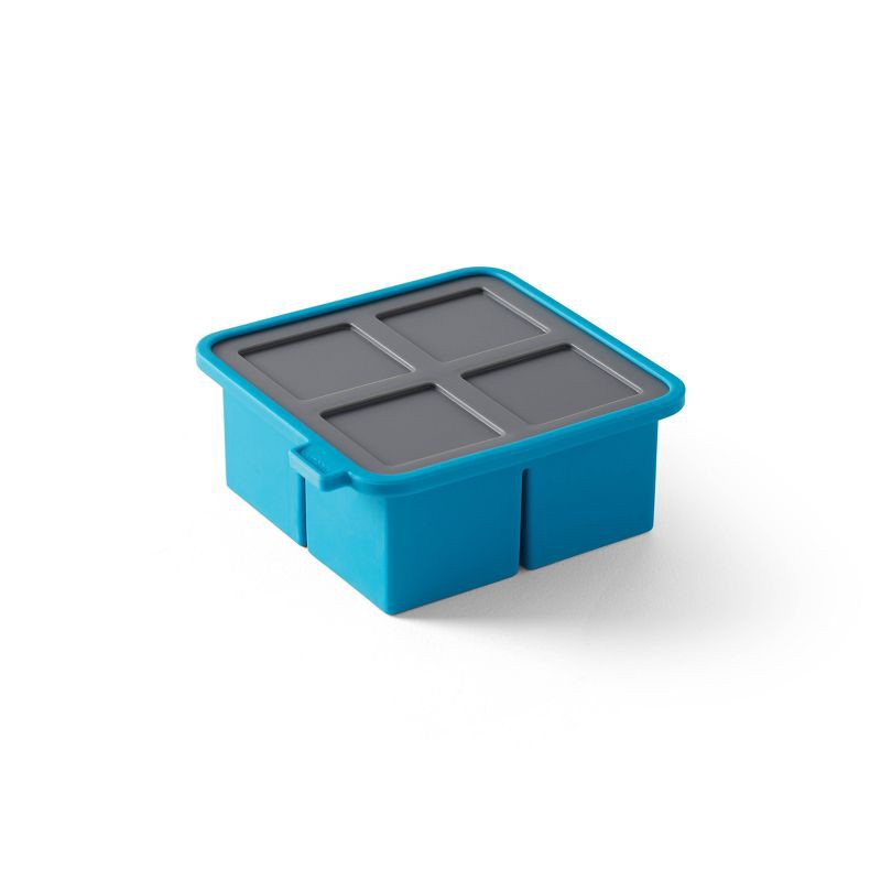 slide 11 of 12, Houdini King Cube Ice Cube Tray with Lid: Silicone Whiskey Ice Mold, Reusable Blue Ice Maker, Dishwasher-Safe, 1 ct