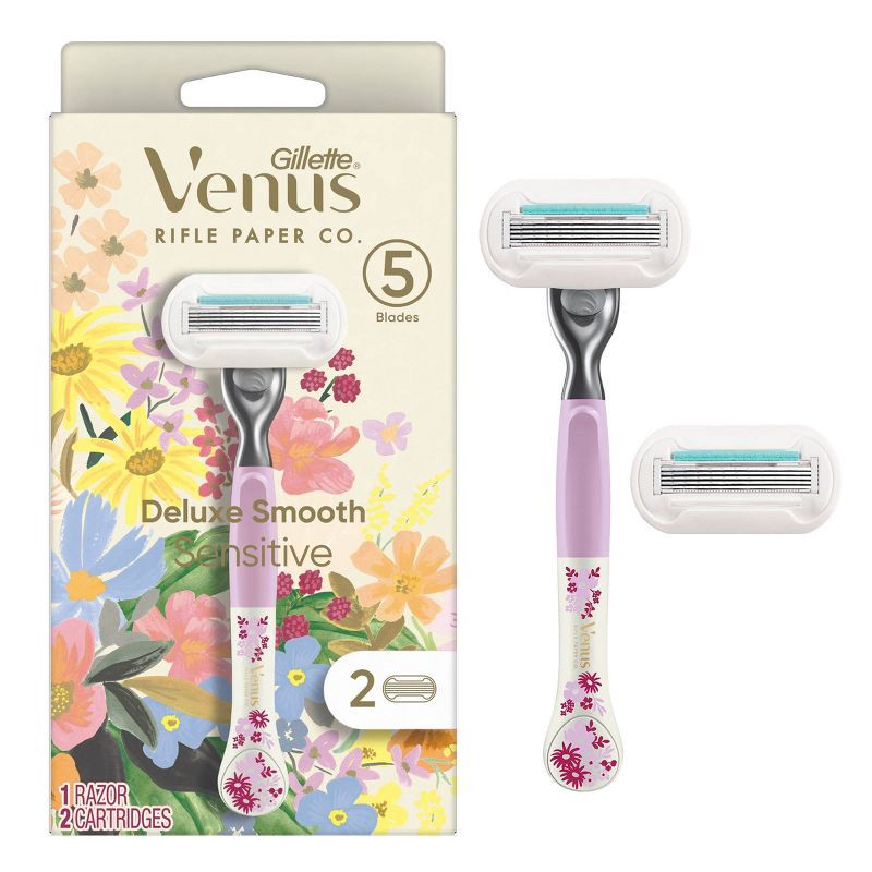 slide 1 of 8, Rifle Paper Co. + Venus Deluxe Smooth Sensitive Razor + 2 Refills, 1 ct