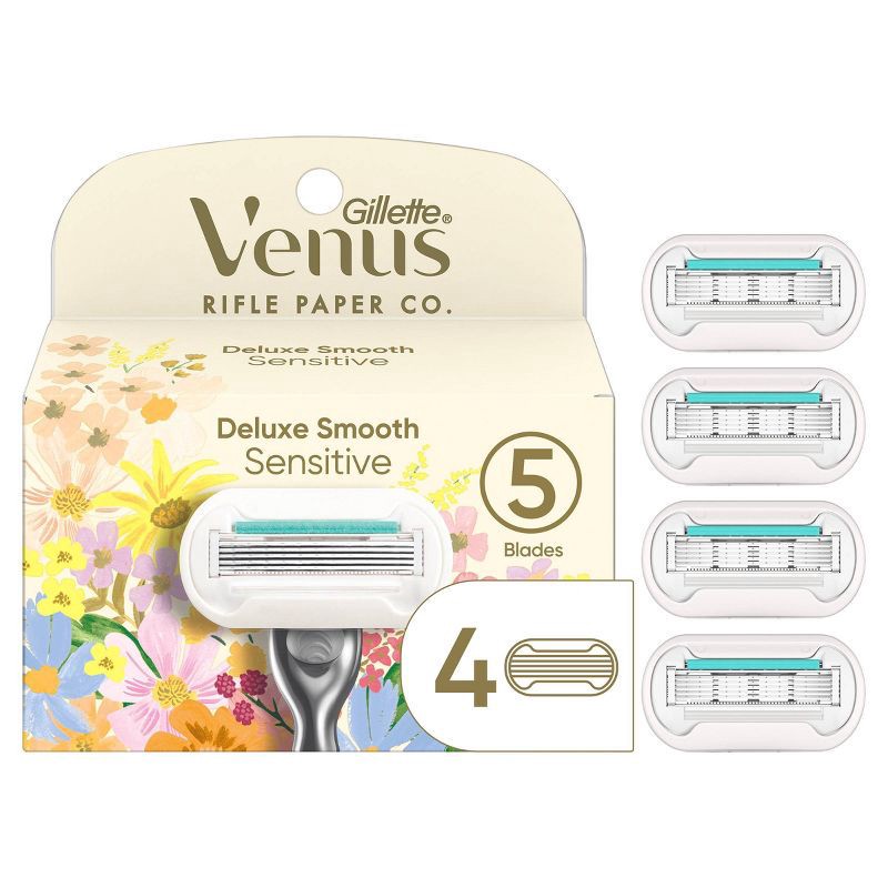 slide 1 of 5, Rifle Paper Co. + Venus Deluxe Smooth Sensitive Razor Blade Refills - 4ct, 4 ct