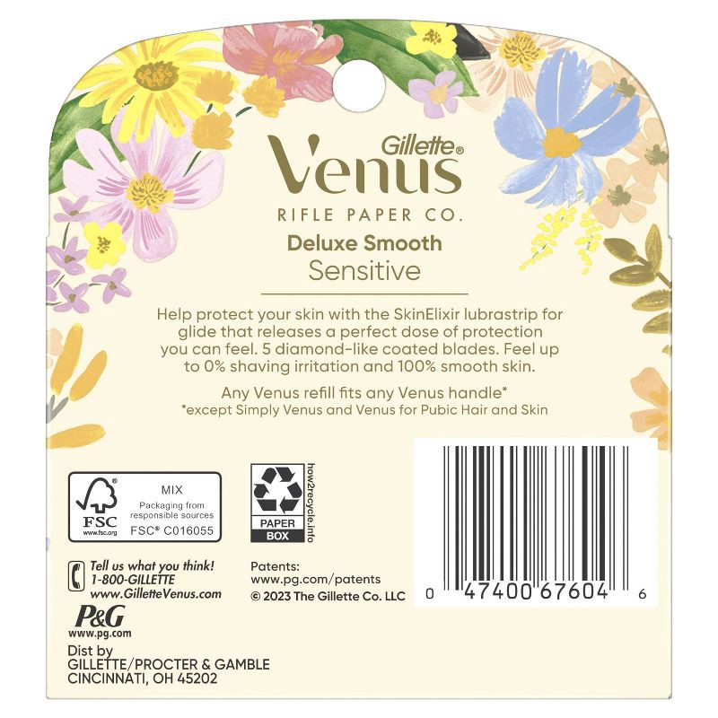 slide 5 of 5, Rifle Paper Co. + Venus Deluxe Smooth Sensitive Razor Blade Refills - 4ct, 4 ct